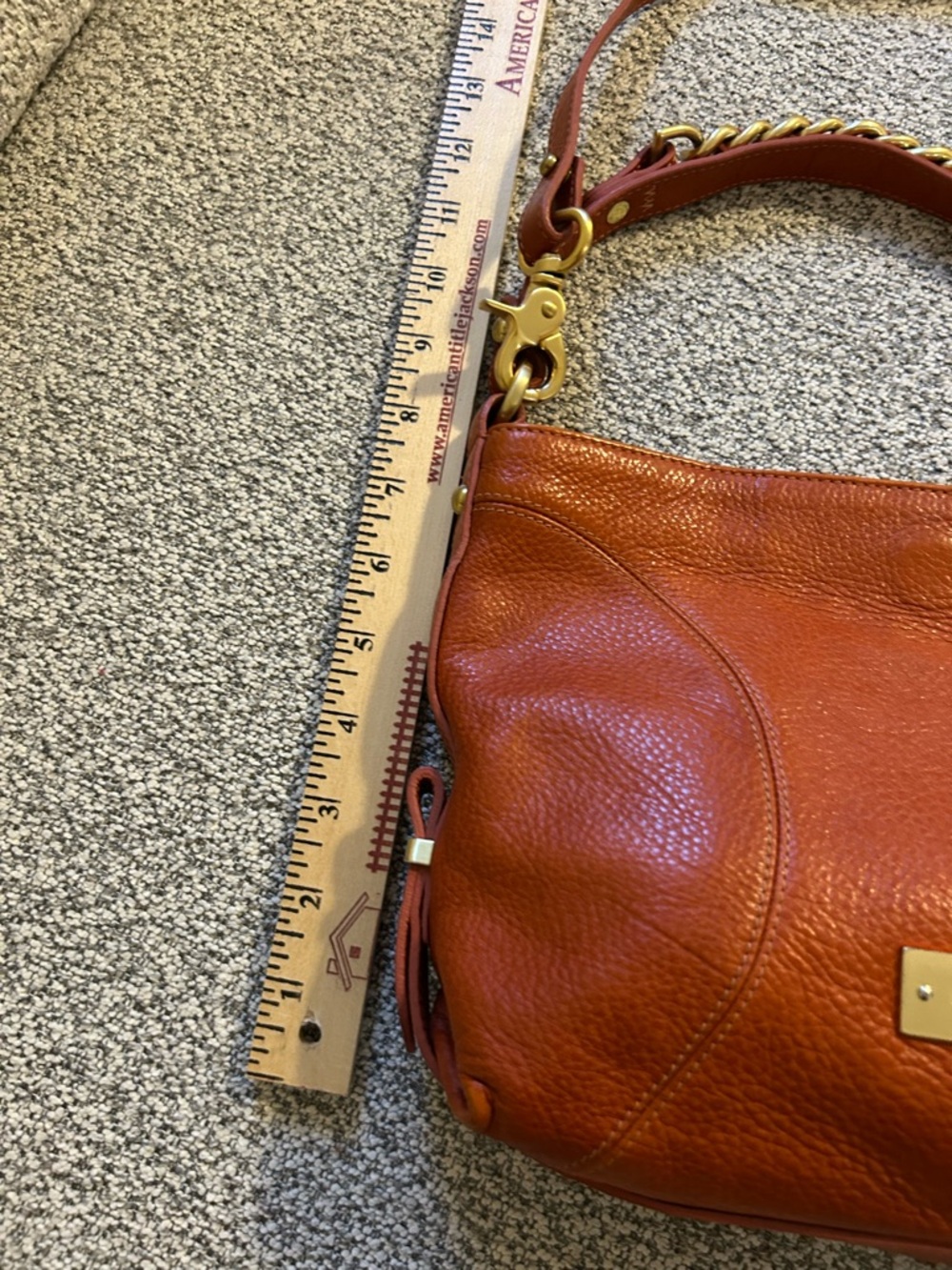Brahmin Pebbled Leather Crossbody in Burnt Orange with Gold Hardware - Picture 3 of 15